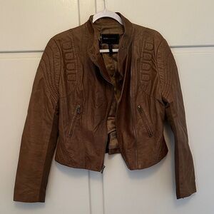 EUC BCBG 100% Leather Medium Brown Jacket